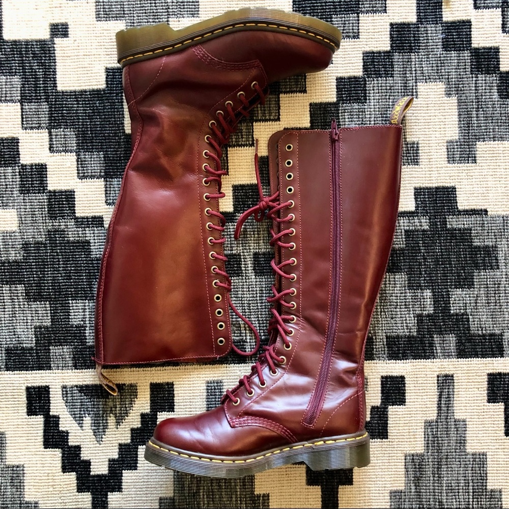Y2K Vintage Doc Martens Oxblood Red 20-eye Knee High 12270 Boot